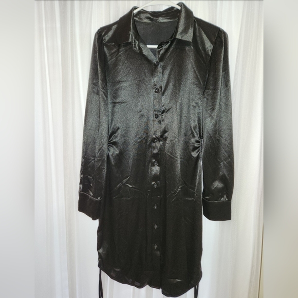 Drawstring Ruched Side Shirt Dress - Picture 2 of 3